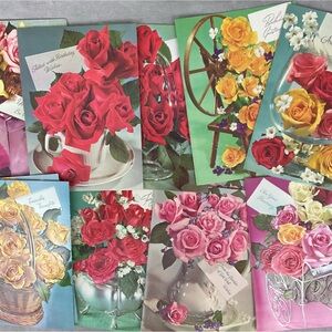 Vintage lot of Rose Remembrance greeting cards for various occasions